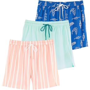 Real Essentials 3 Pack: Men's 7" 2 in 1 Swim Trunks with Compression Liner - Quick Dry Bathing Suit with Back Pocket