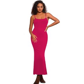 JOYC.CK Women's Sexy Lounge Slip Long Dress Elegant Sleeveless Backless Ribbed Bodycon Maxi Dresses