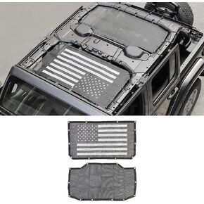 RT-TCZ Sun Shade Mesh Bikini Freedom Top Cover Sunshade Provides UV Sun Protection for Jeep Wrangler JL Unlimited 4 Door 2018-2024 Front & Rear,US Flag