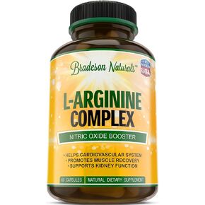 L Arginine - 1340mg Nitric Oxide Booster with L-Citrulline & Essential Amino Acids for Heart and Muscle Gain - Nitric Oxide Boost Supplement for Endurance and Energy - 60 Capsules. Made in USA