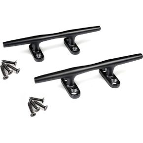 Mxeol Black Dock Cleats 5 inch Boat Cleat Stainless Steel with Black Coating and Black Screws Pair