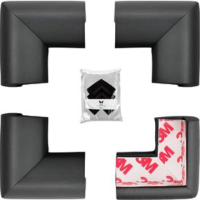 8 PK Corner Protector Baby Proof Corners and Edges, Table Corner Protectors for Baby Safety Corner Guards, Baby Proofing Corner Bumpers for Furniture Corner, Rubber Foam 3M Adhesive Pre-Taped (Black)