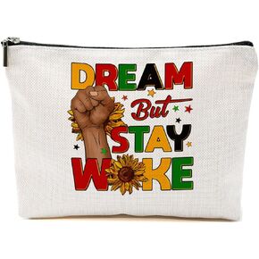 Inspirational Black History Month Gifts Makeup Bag Juneteenth Day Independence Day Celebration Black Women Gifts African American Cosmetic Bag for Women Girl Aunt Motivational Travel Toiletry Bag