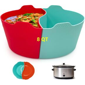 Magikichen 6-7 Quart Oval Silicone Slow Cooker Liners,For Crock pot Liners,Reusable Crock pot Divider Insert,BPA-Free, Dishwasher Safe 2 in1(Black)