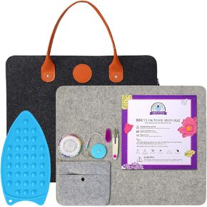 Rdutuok 17 x13.5 Inches Wool Pressing Mat for Quilting with Carrying Case 100% New Zealand Wool Felted Ironing Pad for Sewing, Quilting Supplies