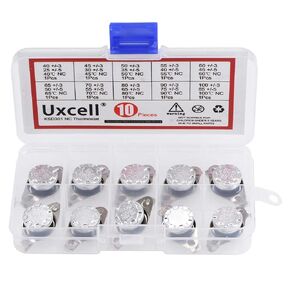 uxcell 10pcs NC KSD301 Thermostat 40-100°C(104-212°F) Temperature Thermal Control Switch 40 45 50 55 60 65 70 80 90 100°C Normally Close Assortment Kit