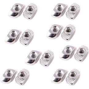 50 PCS 3030 Series Post Assembly M3 T Nut Nickel-Plated Carbon Steel T Slot Nut Hammer Head Fastener Nut for Aluminum Profile