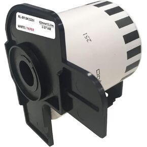 ملصق حراري Brother DK 2251 متوافق مع طابعة Brother QL-820NWB QL 810W QL800-2.4 بوصة × 50 بوصة أسود/أحمر على ملصقات تغذية مستمرة بيضاء 1 لفة + 1 خرطوشة قابلة لإعادة الملء