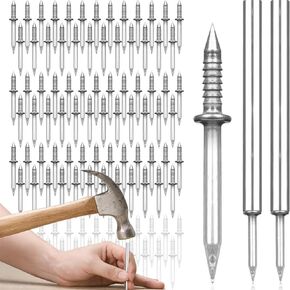 400Pcs Double-Head Skirting Thread Seamless Nail Rust-Proof Invisible Screws Solid Wood Baseboard Double-Headed Nails with Nail Specific Sleeve Tool