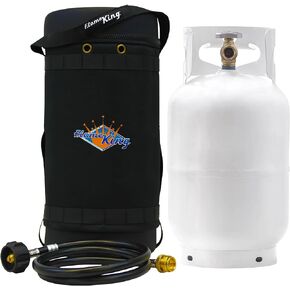 Flame King GH10-RBH-10LB حقيبة حمل واقية معزولة لمجموعة نقل الغاز، خزان بروبان 10 رطل وخرطوم محول، أسود وأبيض in Kuwait