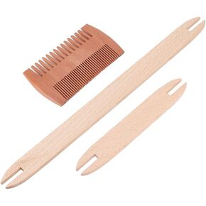 NBEADS Weaving Tool Kit, Including 2 Pcs Wood Knitting Looms Shuttle and 1 Pc Wood Weaving Comb Loom Machine Accessories for DIY Craft, Mixed Color