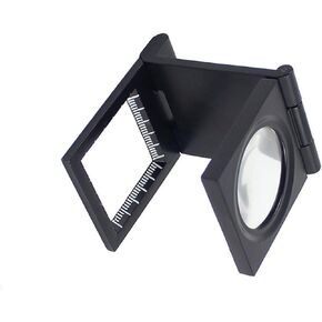 Yosoo 10X 28mm Mini Three-Folding 10X Magnifier Zinc Alloy Magnifier Magnifying Glass with Scale for Textile Optical Jewelry