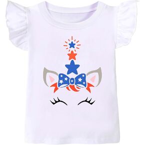 Tkria July 4th Tank Top Girl Toddler 4th of July Shirt Baby Girl American Flag Shirt USA Ruffle Tee Girl Patriotic Outfit in Saudi Arabia