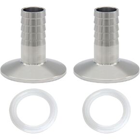 Fitvell تركيب صحي 1.5 بوصة مشبك ثلاثي إلى 1 بوصة خرطوم بارب مناسب 304 موصل محول خرطوم صحي من الفولاذ المقاوم للصدأ (عبوة من 2) in Kuwait