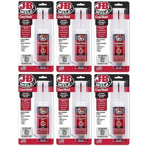 J-B Weld 50112 6 Pack 0.85 oz. ClearWeld Syringe Quick Setting Epoxy, Clear