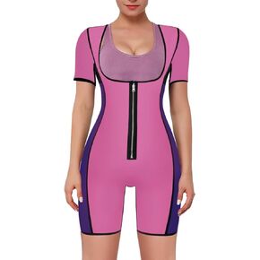 NonEcho Neoprene Sweat Sauna Suit Shaper for Women Slimming Full Body Shapewear Waist Trainer Workout Top with Sleeve