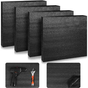 Frienda 4 Pcs Packing Foam Polyethylene Foam Sheet Customizable Thick Packing Material Foam Black Polyethylene Foam Sheet Insert for Packing Shipping Crafts Toolbox (12 x 16 x 1 Inch)