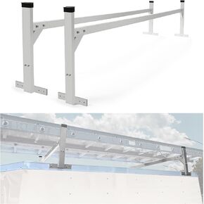 Kojem 4.9' to 7.8' Aluminum Adjustable Trailer Ladder Rack Capacity 400 LBS for Enclosed and Open Trailers Vans Cargo Trucks Pickups