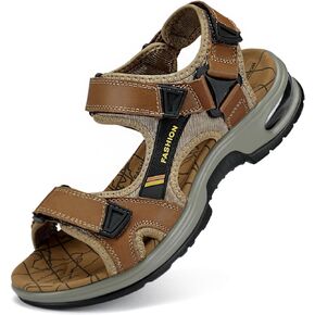 SONLLEIVOO Mens Hiking Sandals Leather Air Cushion Non Slip Comfortable Beach Footwear