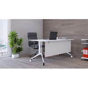 Obex Modesty Desk PET شاشة الخصوصية لوحة امتصاص الصوت الصوتية مثالية للاستقبال أو طاولة الطلاب أو محطات عمل مقصورات المكتب، 24 بوصة × 60 بوصة، حجر