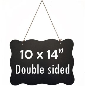 Hanging Chalkboard Sign Chalk Board Double Sided Erasable,Wood 10 x 14 Inches with Jute Hanging String,Wall Decoration (1)