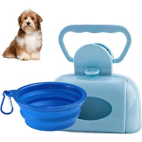 Portable Dog Pooper Scooper with Bag Attachment and Collapsible Dog Bowl - Dog Poop Picker Upper with Must Have Travel Water Bowl for Dogs. Best Large or Small Puppy Poop Picker with Container.