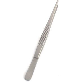 OdontoMed2011 7" Thumb Dressing Forceps, Mulipurpose Tweezer Stainless Steel, Serrated Tip Straight Size 7 Inch Silver Serrated Tweezers Medical Tools and Surgical Tweezers