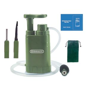 【Outdoor Water Filter Multipurpose】- Portable Hiking Water Filtration System - Survival Water Purifier for Hiking, Travel, and Emergency Kit - Hand Pump Water Filter - Portable Water Filter