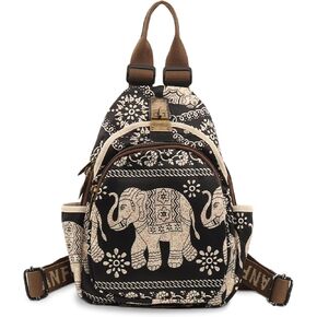 Small Backpacks Purse for Women Mini Waterproof Colorful Print Backpack Leisure Travel Bags Black Coconut in Saudi Arabia