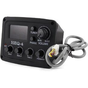 Hsyok 4 Band EQ Equalizer Guitar Preamp Piezo Pickup Tuner Acoustic Guitar Preamp Amplifier Equalizer Tuner HEQ-4