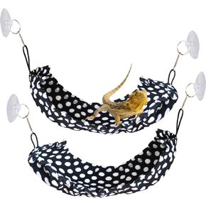 PINVNBY 2 Pcs Crested Gecko Hammock,Bearded Dragon Hammock Lizard Lounger with 2 Strong Suction Cups Hooks Soft Swing Hanging Bed Reptile Tank Accessories Lizards Climbing Toys for Reptiles Gecko Cham