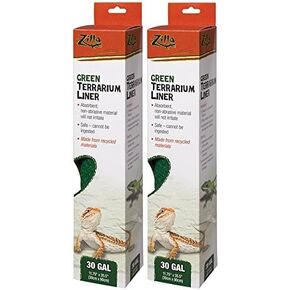 (2 Pack) Zilla Reptile Terrarium Bedding Substrate Liner, Green - 30 Gallon