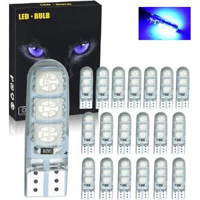20pcs 168 194 T10 LED Bulbs Super Bright 6x5050SMD Chips COB LED Lamp for Side Marker Door Wedge lights,White 6000K. (Blue)