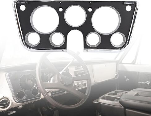 إطار LAFORMO Dash Bezel 7 فتحات كروم وأسود متوافق مع شاحنة 1967 1968 1969 1970 1971 1972 Chevy C10 Truck in Kuwait