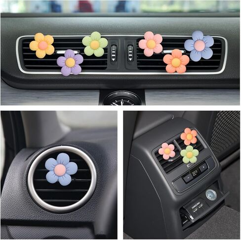 Cute Pink Car Decor Accessories for Women Teens, 6pcs Car Scent Air Fresheners Vent Clips, Girly Daisy Flower Decorations Interior Aesthetic Things Car Perfume Stuff Mothers Day Gifts for Her Mom Girl in Saudi Arabia