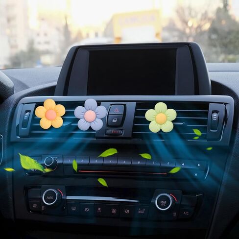 Cute Pink Car Decor Accessories for Women Teens, 6pcs Car Scent Air Fresheners Vent Clips, Girly Daisy Flower Decorations Interior Aesthetic Things Car Perfume Stuff Mothers Day Gifts for Her Mom Girl in Saudi Arabia