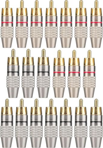 20Pack RCA Male Plug Solder, Gold Audio Video Cable Adapter Connector for Speaker Wire Wall Plate Home Theater Audio Video Receiver Amplifiers and Sound Systems in Saudi Arabia