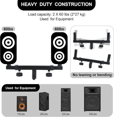DecarDamai Dual Speaker Pole Mount Brackets for PA Speaker/DJ Speaker/Subwoofer/On Stage Speaker Stand, Speaker Stand Bar Adapter with Adjustable Width 15.8" - 22.8" in Saudi Arabia