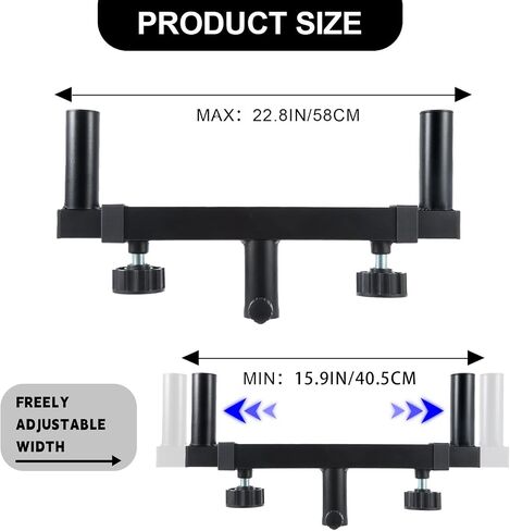 DecarDamai Dual Speaker Pole Mount Brackets for PA Speaker/DJ Speaker/Subwoofer/On Stage Speaker Stand, Speaker Stand Bar Adapter with Adjustable Width 15.8" - 22.8" in Saudi Arabia