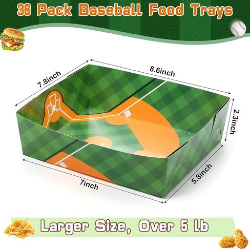 Teling 36 Pcs Baseball Theme Party Supplies 5 lb Baseball Plates Food Trays Nacho Boats Large Paper Food Boats Nacho Trays Disposable Serving Snack Tray for Sport Birthday Decorations Favors (Red) in Saudi Arabia