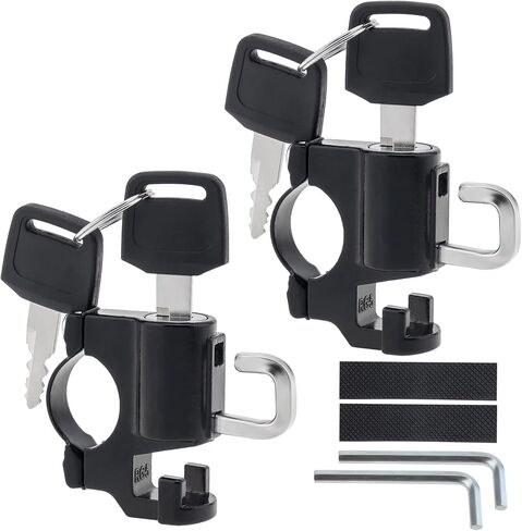 Windance 2PCS خوذة مضادة للسرقة قفل هوك مع تصاعد المشبك للدراجات النارية سكوتر ATV الدراجات، قفل أمان سبائك الألومنيوم (خطاف مزدوج) in Saudi Arabia