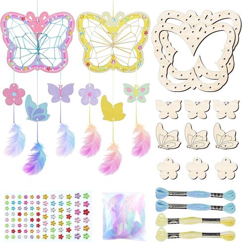 TREACLUB 8Pack Butterfly Dream Catcher Craft Kit for Kids, Unfinished Wooden Butterflies Wood for Painting, Butterfly Shaped Dream Catcher Craft for Home Classroom Brithday Spring Summer Art Activity in Saudi Arabia
