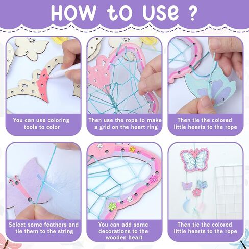 TREACLUB 8Pack Butterfly Dream Catcher Craft Kit for Kids, Unfinished Wooden Butterflies Wood for Painting, Butterfly Shaped Dream Catcher Craft for Home Classroom Brithday Spring Summer Art Activity in Saudi Arabia