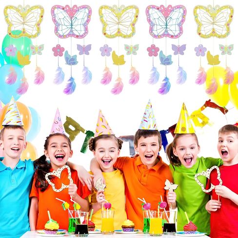 TREACLUB 8Pack Butterfly Dream Catcher Craft Kit for Kids, Unfinished Wooden Butterflies Wood for Painting, Butterfly Shaped Dream Catcher Craft for Home Classroom Brithday Spring Summer Art Activity in Saudi Arabia