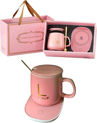 Mug Warmer, Coffee Warmer for Desk Auto Shut Off, Pink Coffee Mug Warmer, Gift Box Coffee Cup Warmer, Coffee Warmer for Desk, USB Interface Mug Warmer for Desk, Cup Warmer, Coffee Warmer with Mug Set in Saudi Arabia