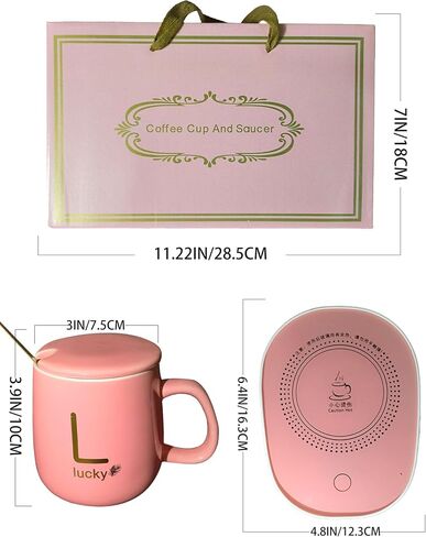 Mug Warmer, Coffee Warmer for Desk Auto Shut Off, Pink Coffee Mug Warmer, Gift Box Coffee Cup Warmer, Coffee Warmer for Desk, USB Interface Mug Warmer for Desk, Cup Warmer, Coffee Warmer with Mug Set in Saudi Arabia