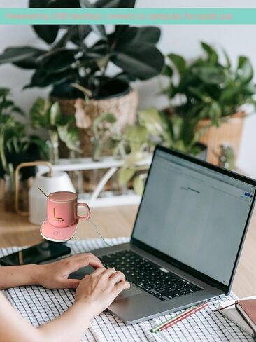 Mug Warmer, Coffee Warmer for Desk Auto Shut Off, Pink Coffee Mug Warmer, Gift Box Coffee Cup Warmer, Coffee Warmer for Desk, USB Interface Mug Warmer for Desk, Cup Warmer, Coffee Warmer with Mug Set in Saudi Arabia