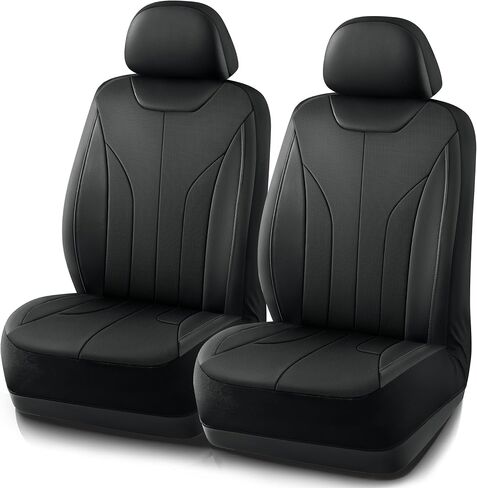 غطاء مقعد السيارة من Road Comforts، أغطية مقاعد السيارة الجلدية الأمامية، أغطية مقاعد السيارة الرياضية ذات الظهر المنخفض، متوافقة مع الوسائد الهوائية، تناسب عالمي لمعظم السيارات وسيارات الدفع الرباعي والشاحنات والشاحنات الصغيرة in Kuwait