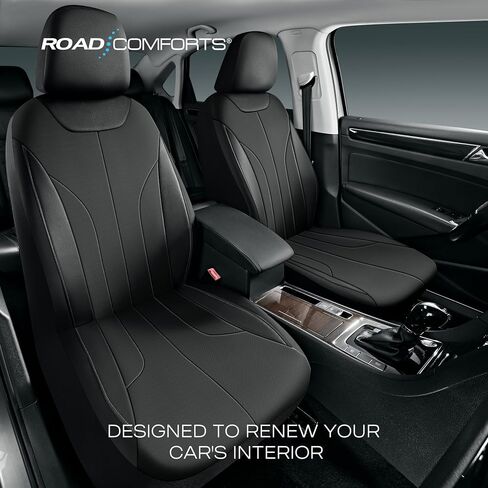 غطاء مقعد السيارة من Road Comforts، أغطية مقاعد السيارة الجلدية الأمامية، أغطية مقاعد السيارة الرياضية ذات الظهر المنخفض، متوافقة مع الوسائد الهوائية، تناسب عالمي لمعظم السيارات وسيارات الدفع الرباعي والشاحنات والشاحنات الصغيرة in Kuwait