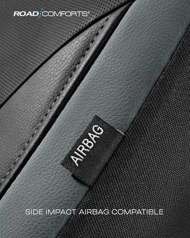 غطاء مقعد السيارة من Road Comforts، أغطية مقاعد السيارة الجلدية الأمامية، أغطية مقاعد السيارة الرياضية ذات الظهر المنخفض، متوافقة مع الوسائد الهوائية، تناسب عالمي لمعظم السيارات وسيارات الدفع الرباعي والشاحنات والشاحنات الصغيرة in Kuwait